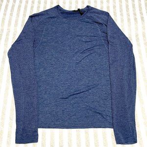 Lululemon Mens Large L Metal Vent Tech Long Sleeve Shirt Blue Pullover Crew Neck